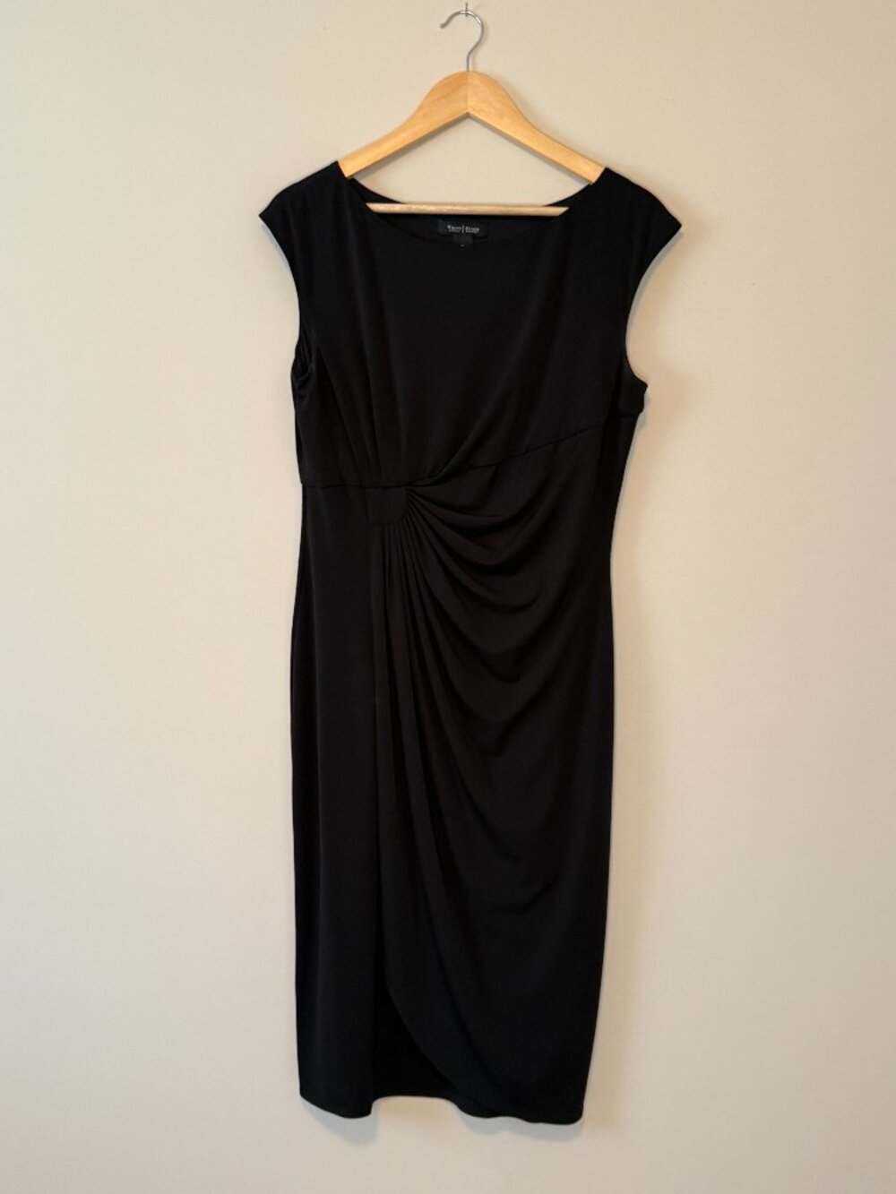 White House Black Market Black Ruched Sheath Dress Size 10 Career Cocktail
